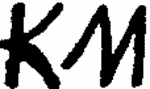 Indiscernible: monogram (Read as: KM)