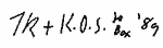 Indiscernible: monogram (Read as: TR, KO, KOS)