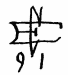 Indiscernible: monogram, symbol or oriental (Read as: EC, CE)