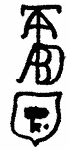 Indiscernible: monogram, symbol or oriental (Read as: TA, TAABD)