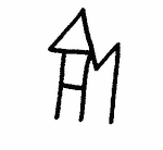 Indiscernible: monogram, symbol or oriental (Read as: AHM, HM)