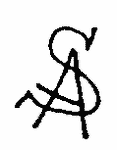 Indiscernible: monogram, symbol or oriental (Read as: AS, SA)