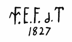 Indiscernible: monogram (Read as: FEFDT, FMEFDT)