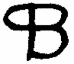 Indiscernible: monogram, symbol or oriental (Read as: B, PB)