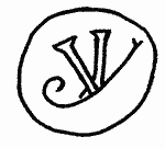 Indiscernible: monogram, symbol or oriental (Read as: V, VJ)