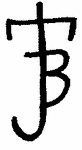 Indiscernible: monogram, symbol or oriental (Read as: JTB, TJB)