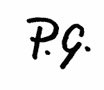 Indiscernible: monogram (Read as: PG)