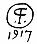 Indiscernible: monogram, symbol or oriental (Read as: CF, PF, FC)