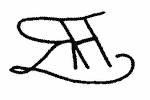 Indiscernible: monogram, symbol or oriental (Read as: RH, HR)