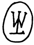 Indiscernible: monogram, symbol or oriental (Read as: WL, LW, W)