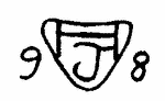 Indiscernible: monogram, symbol or oriental (Read as: HJ, JH)