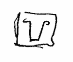 Indiscernible: monogram, symbol or oriental (Read as: U, V)