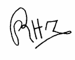 Indiscernible: monogram, alternative name or excluded surname (Read as: RHZ, KHZ, PHIZ)