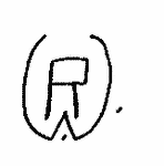 Indiscernible: monogram (Read as: RW, R, WR, RU, U)