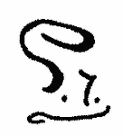 Indiscernible: monogram, illegible, symbol or oriental, hindu (Read as: GT, SR)